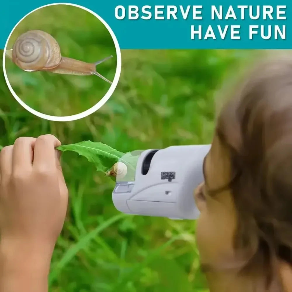 Handheld Pocket Microscope with Phone Holder 60X-120X Magnification Kids Science Microscop LED Lights Educational Equipment Toy